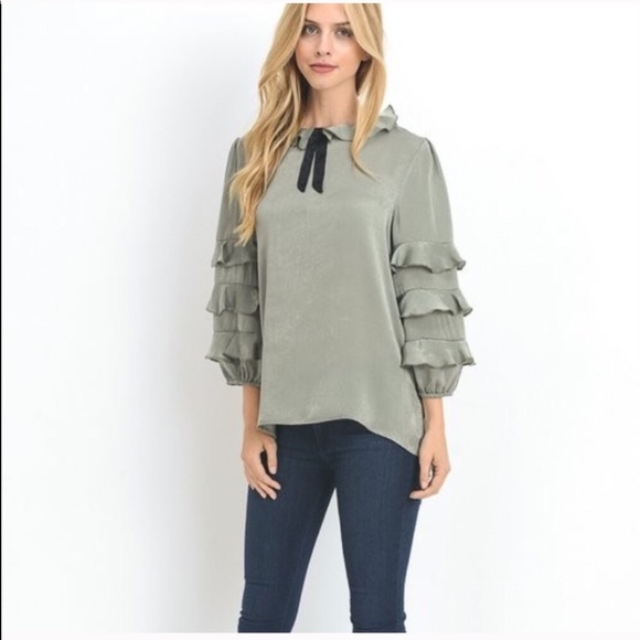 Mias Sage Ruffled Blouse - Picture 4 of 8